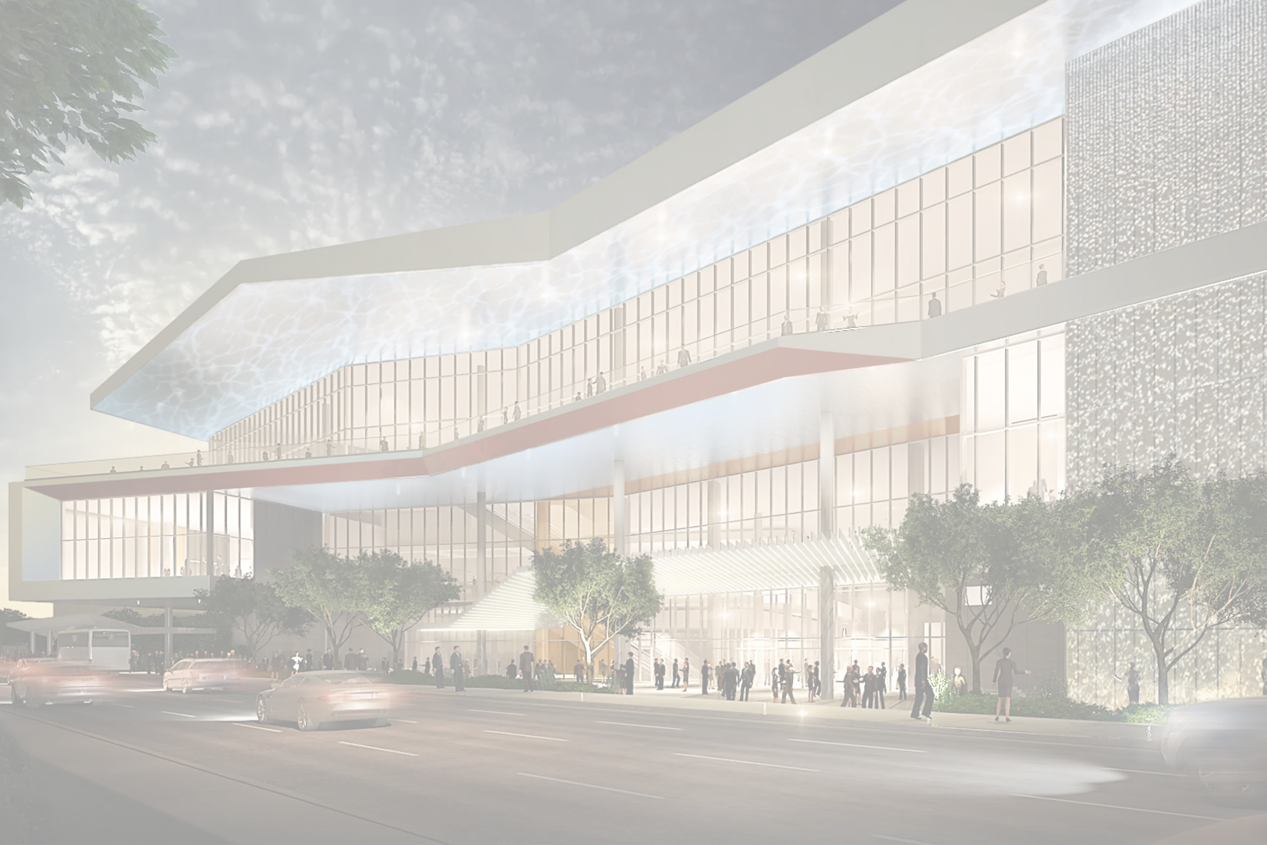 Henry B. González Convention Center exterior with illuminated glass façade, where Smart City Networks provides technology and connectivity services.