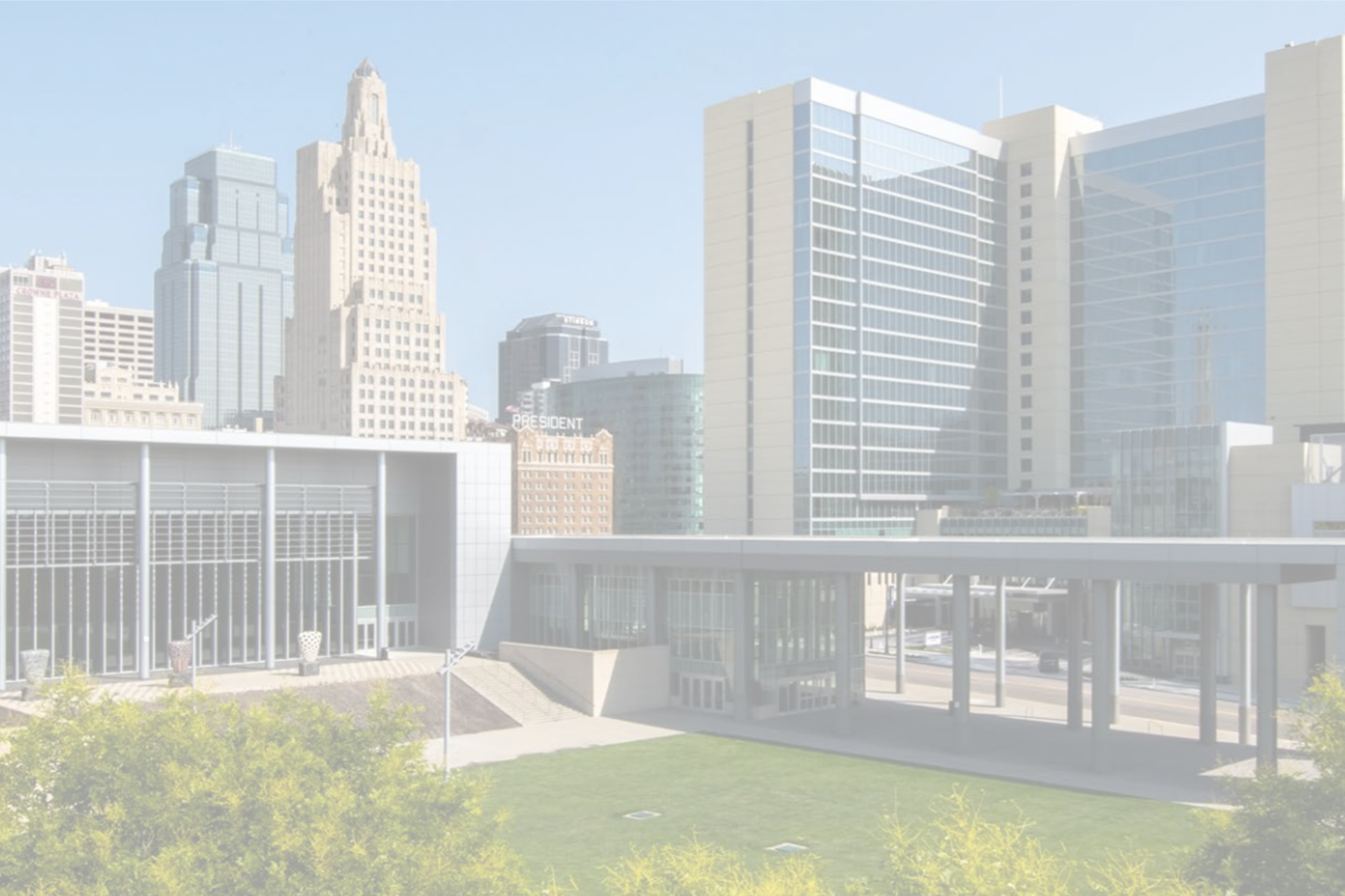 Kansas City Convention Center exterior with surrounding downtown skyline, where Smart City Networks delivers technology and connectivity services.